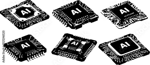 ai artificial intelligence computer processor chip circuit 3d icon illustration render design
