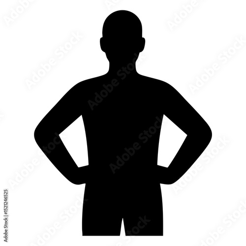 Silhouette of person with hands on hips