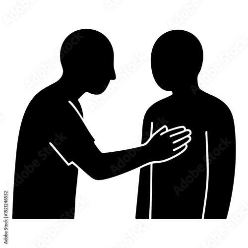 Silhouette showing empathy through a comforting touch