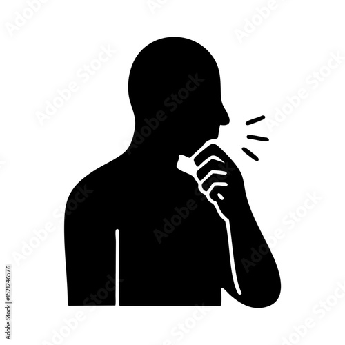 Silhouette of person coughing or clearing throat