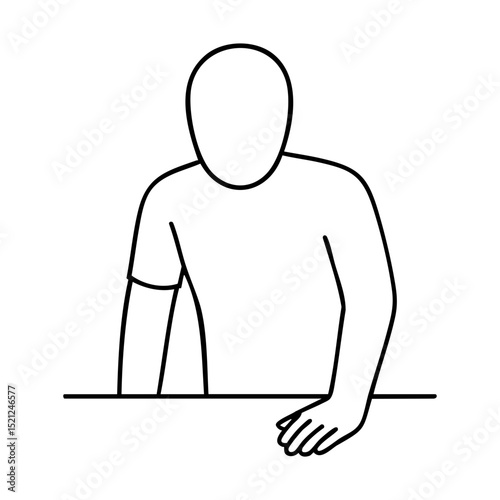 Line illustration of person leaning forward