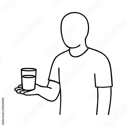 Outline figure offering a glass of water