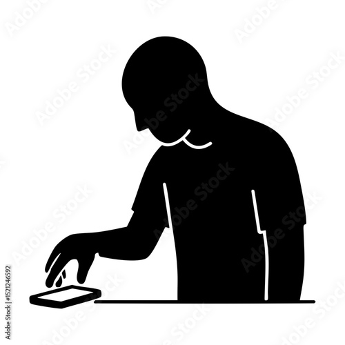 Silhouette of person using smartphone device