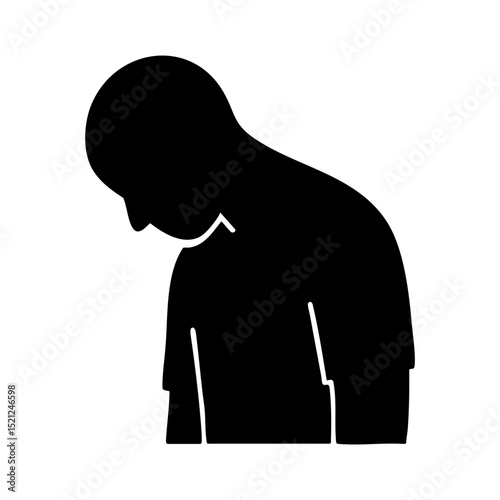 Silhouette of person with head bowed down