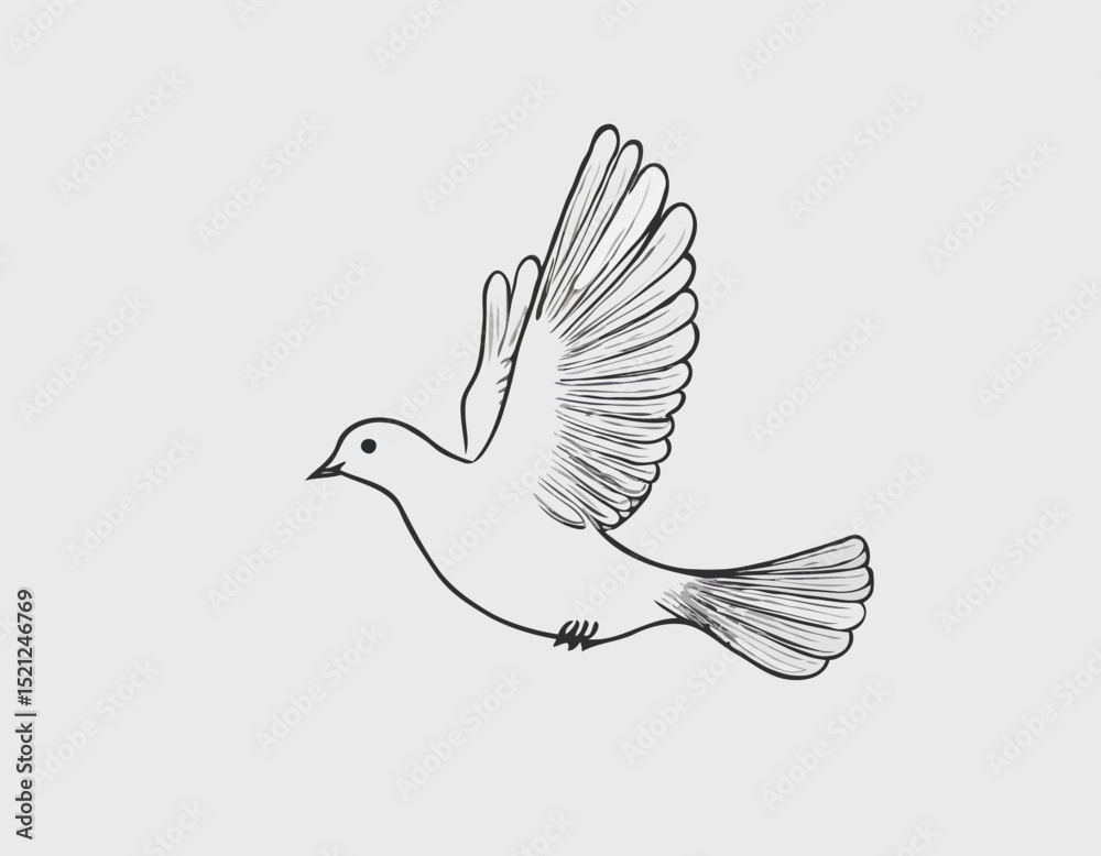 Tranquil Dove Line Sketch, Symbol of Peace and Harmony, Ideal for Inspirational Designs Tranquil Dove Line Sketch, Symbol of Peace and Harmony, Ideal for Inspirational Designs