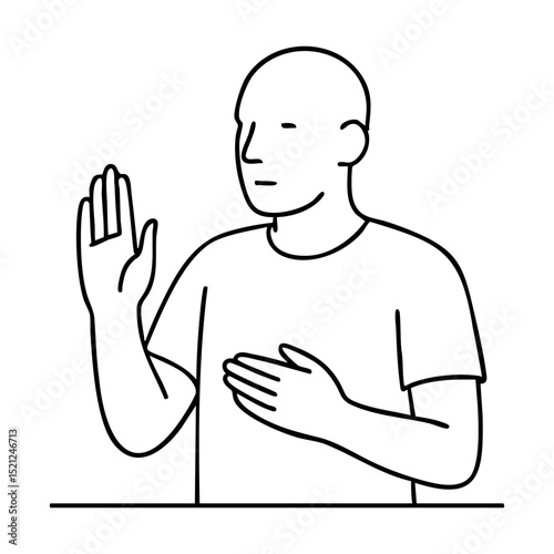 Outline of man with hand on chest in oath