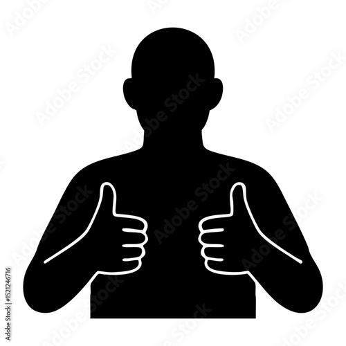 Silhouette showing double thumbs up gesture