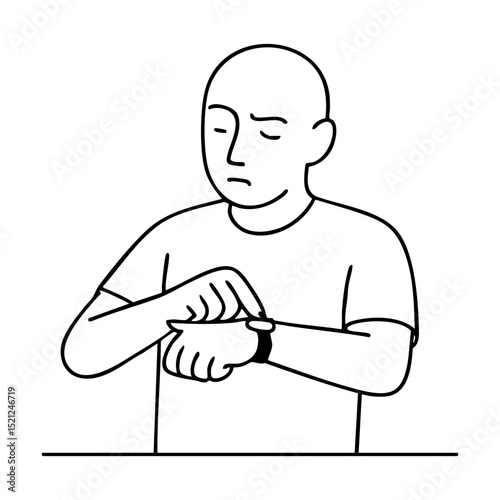 Outline person checking wristwatch impatiently