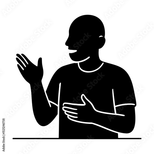 Silhouette of man speaking with hand gestures