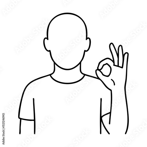 Line art person showing OK hand gesture