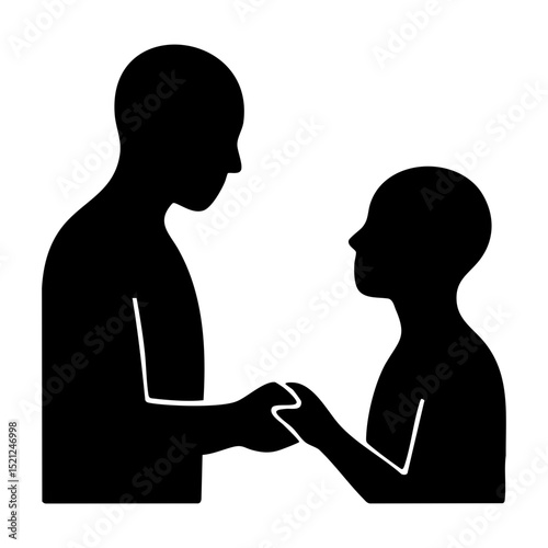 Silhouette of two people holding hands