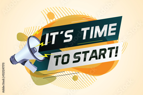 It's time to start word concept vector illustration with megaphone and 3d style, landing page, template, ui, web, mobile app, poster, banner, flyer, background, gift card, coupon, label, wallpaper 