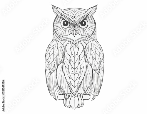 Intriguing Owl Line Art Design Showcasing Wisdom and Mystery