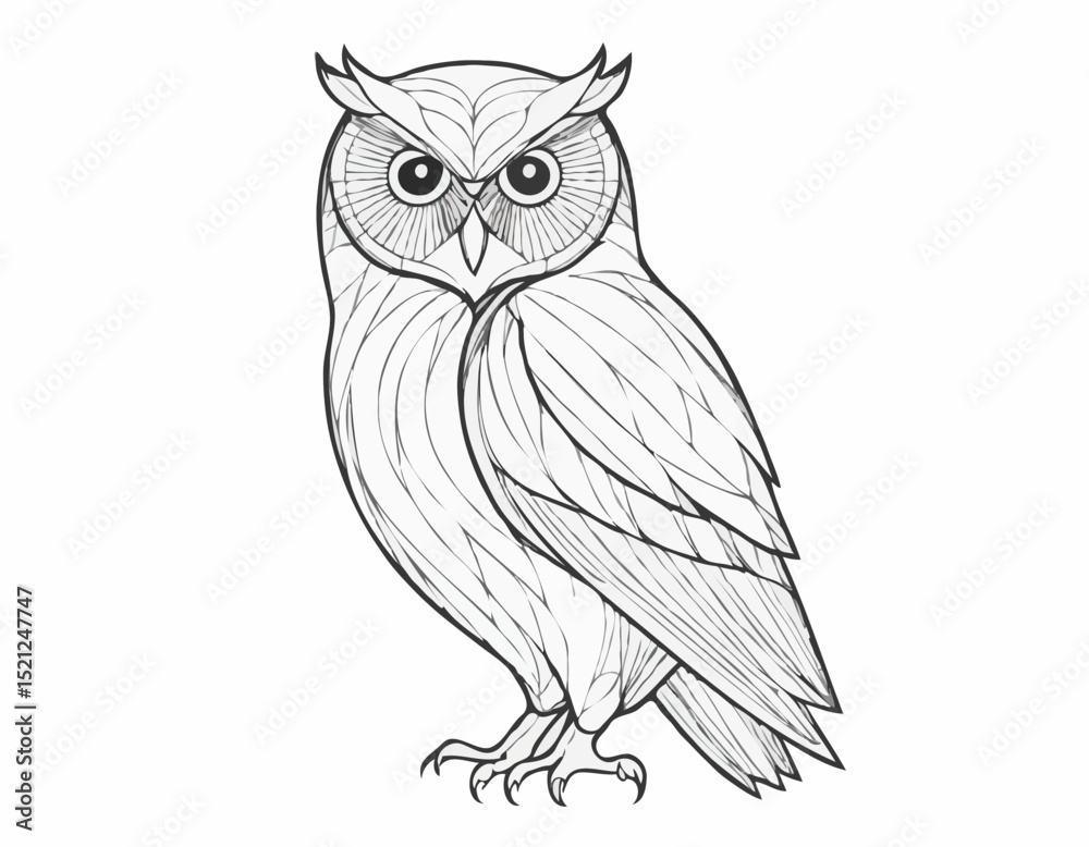 Fototapeta premium Intriguing Owl Line Art Design Showcasing Wisdom and Mystery