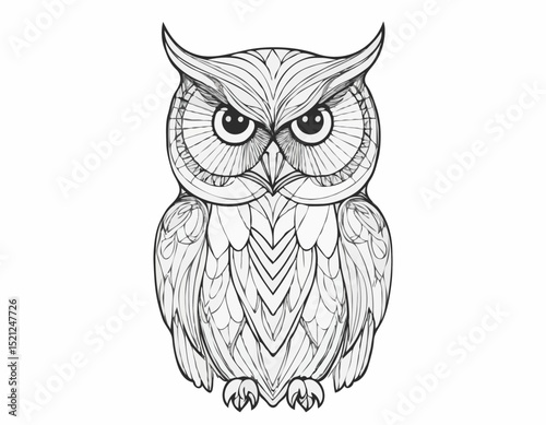 Intriguing Owl Line Art Design Showcasing Wisdom and Mystery