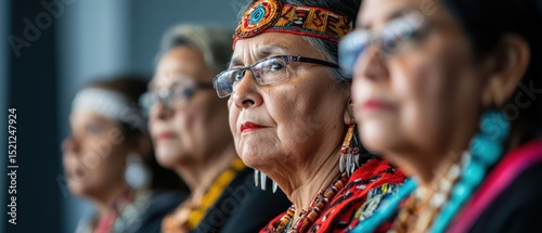 Indigenous environmental leaders presenting at an international climate conference with global recognition of traditional wisdom, captured in professional lighting for a documentary perspective