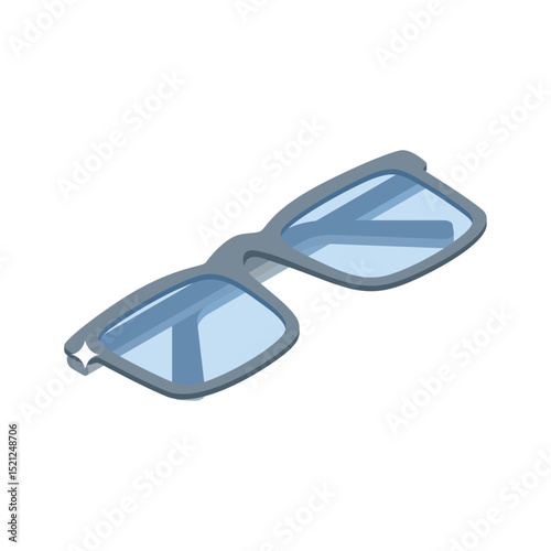 A visually engaging isometric icon of reading glasses folded