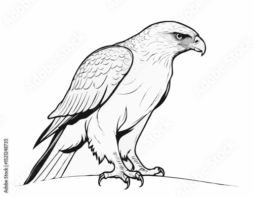 Powerful Hawk Line Art Sketch Embodying Strength and Focus