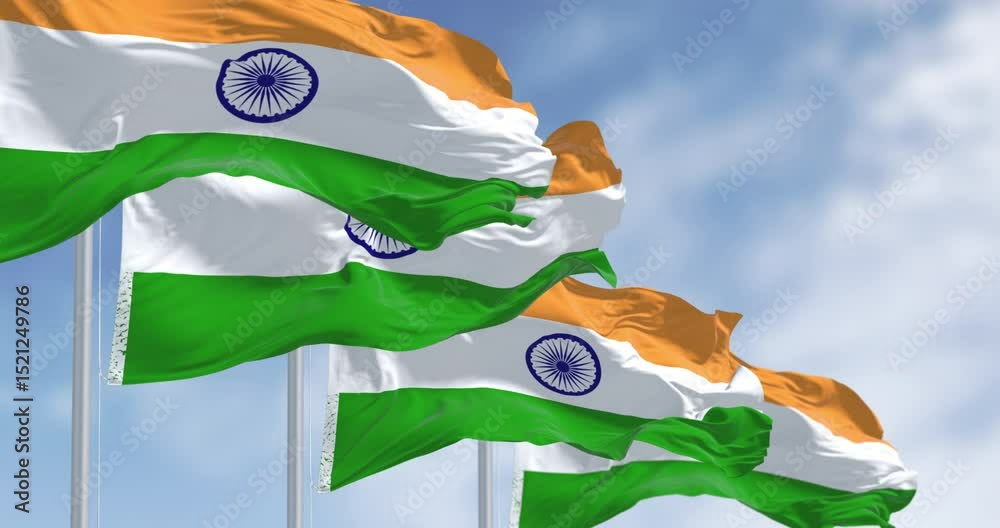 India national flags waving in the wind on a clear day