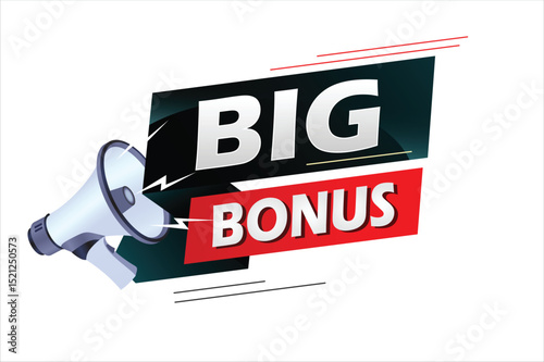Big bonus word concept vector illustration with megaphone and 3d style, landing page, template, ui, web, mobile app, poster, banner, flyer, background, gift card, coupon, label, wallpaper 