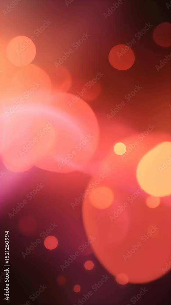 Blurred bokeh animation of a red and orange background with circles
