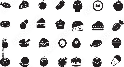 Food icons set vector illustration healthy eating diverse food groups nutrition diet balanced meal plan