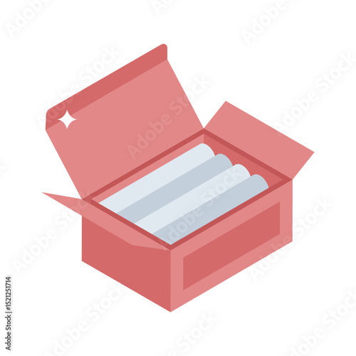 An amazing isometric style icon of chalk box open