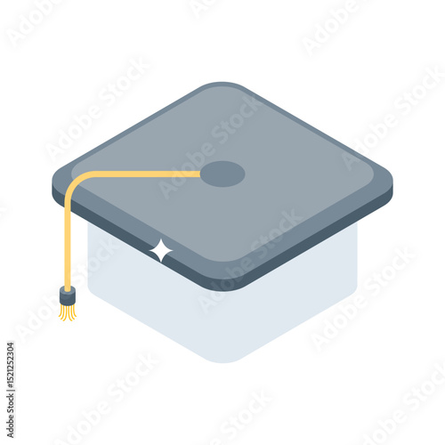 Easy to edit isometric icon of graduation mortarboard cap