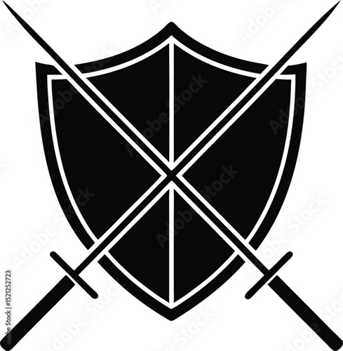 Shield and swords illustration depicting protection and strength against adversity in a fight