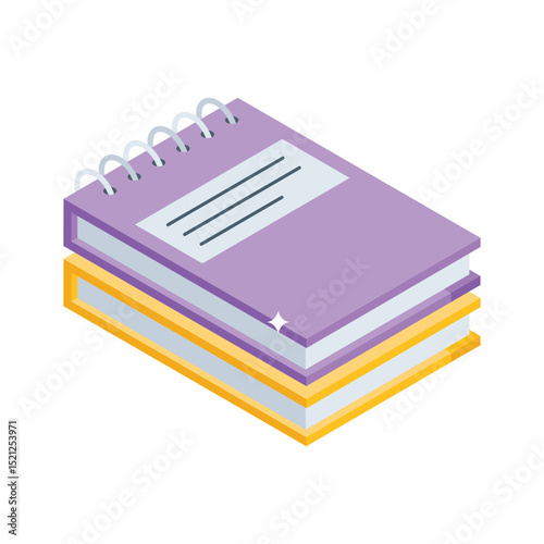 Premium isometric style icon of school notebook