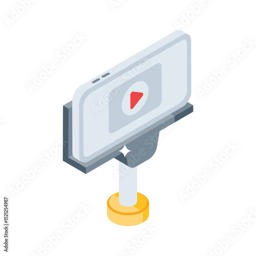 Premium isometric icon showing tutorial video screen