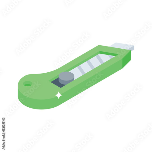 A modern isometric icon of office paper cutter blade