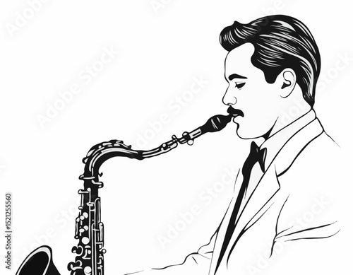 Jazz Musician Line Art Portrait