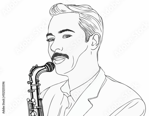 Jazz Musician Line Art Portrait