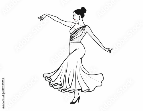 Flamenco Dancer Line Drawing