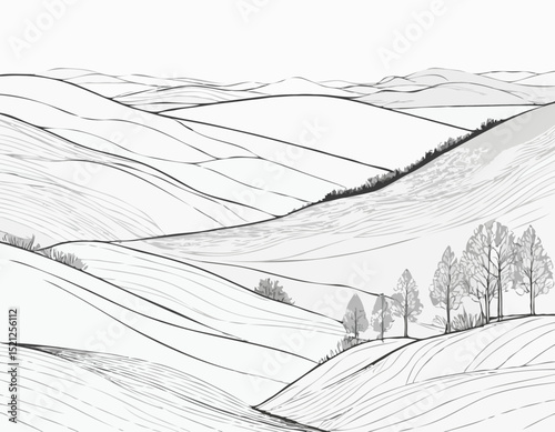 Minimalist Line Art Landscape