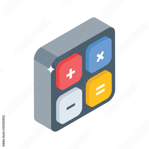 A premium isometric icon showing detailed math calculation display