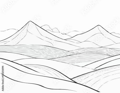 Minimalist Line Art Landscape