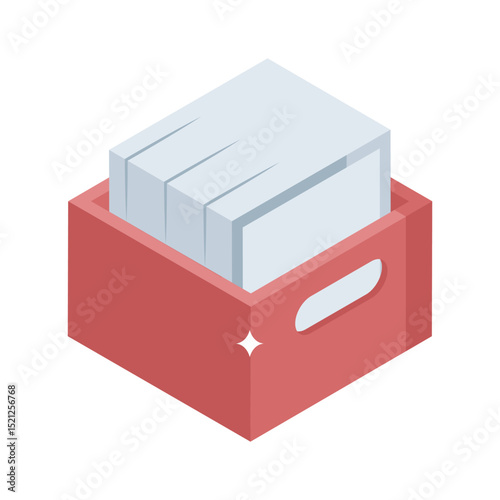 Well crafted isometric icon of tidy paper organizer rack