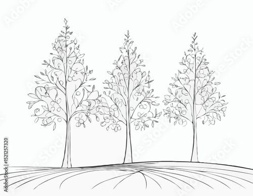 Scandinavian Style Tree Line Art
