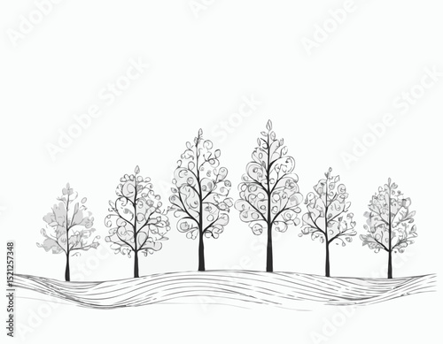 Wallpaper Mural Scandinavian Style Tree Line Art Torontodigital.ca