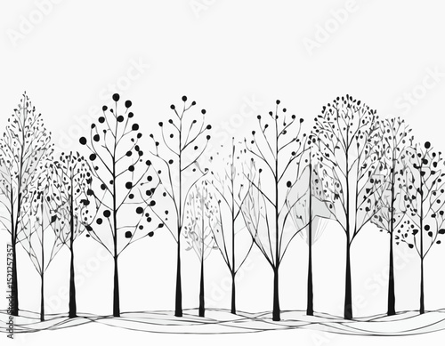 Scandinavian Style Tree Line Art