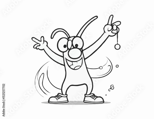 Playful Graffiti Line Art Character Design with Exaggerated Features and Bold Outlines, Perfect for Animation, Children's Books, and Whimsical Illustration Projects.