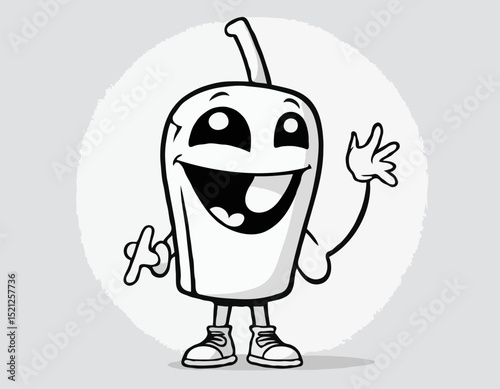 Playful Graffiti Line Art Character Design with Exaggerated Features and Bold Outlines, Perfect for Animation, Children's Books, and Whimsical Illustration Projects.