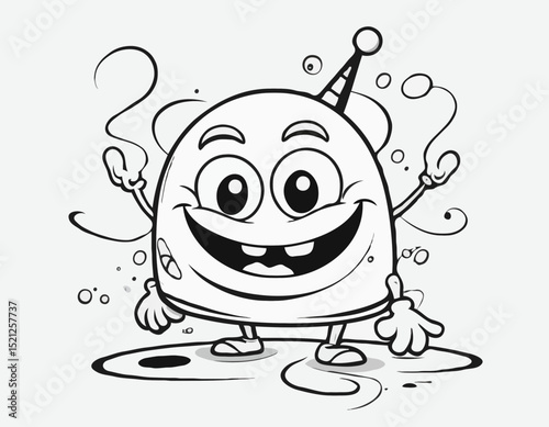 Playful Graffiti Line Art Character Design with Exaggerated Features and Bold Outlines, Perfect for Animation, Children's Books, and Whimsical Illustration Projects.