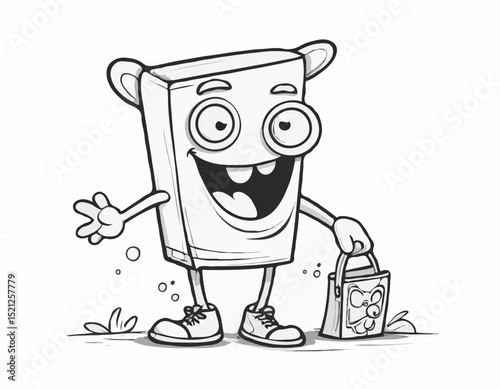 Playful Graffiti Line Art Character Design with Exaggerated Features and Bold Outlines, Perfect for Animation, Children's Books, and Whimsical Illustration Projects.