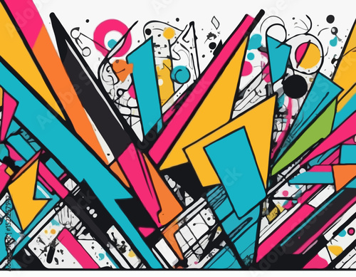 Urban Graffiti Style Abstract Line Art Mural with Bold Colors, Dynamic Shapes, and Street Culture Aesthetic for Modern Wall Decor and Creative Backgrounds.