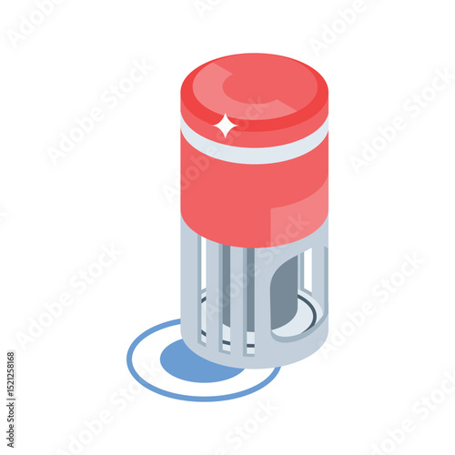 A modern isometric icon of self-inking automatic stamp device