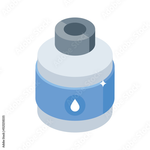 Well crafted isometric icon of blue ink bottle