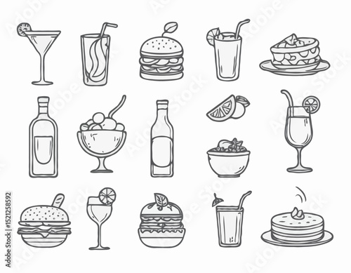 Contemporary Food and Drink Linear Icons for Culinary Blogs